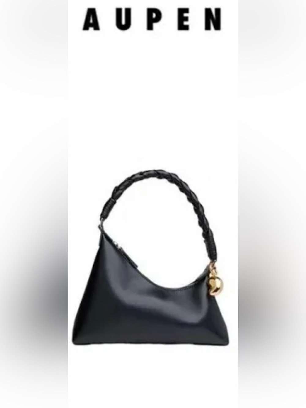 AUPEN Black Braided-Handle Shoulder Bag
